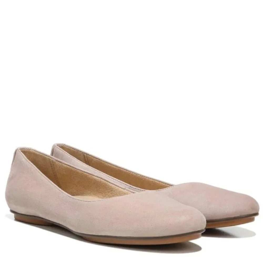 Naturalizer Maxwell Beige Leather Suede Ballet Flats Round‎ Toe Shoes NEW 10 M